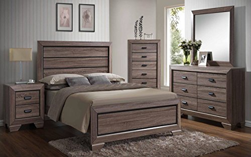 Kings Brand 6 Piece Queen Size Black Brown Wood Modern Bedroom